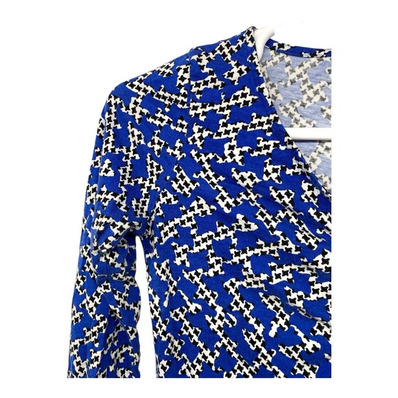 ANN KLEIN Top S‎ Tunic Geometric 3/4 Sleeve Blue Small - Picture 2 of 8